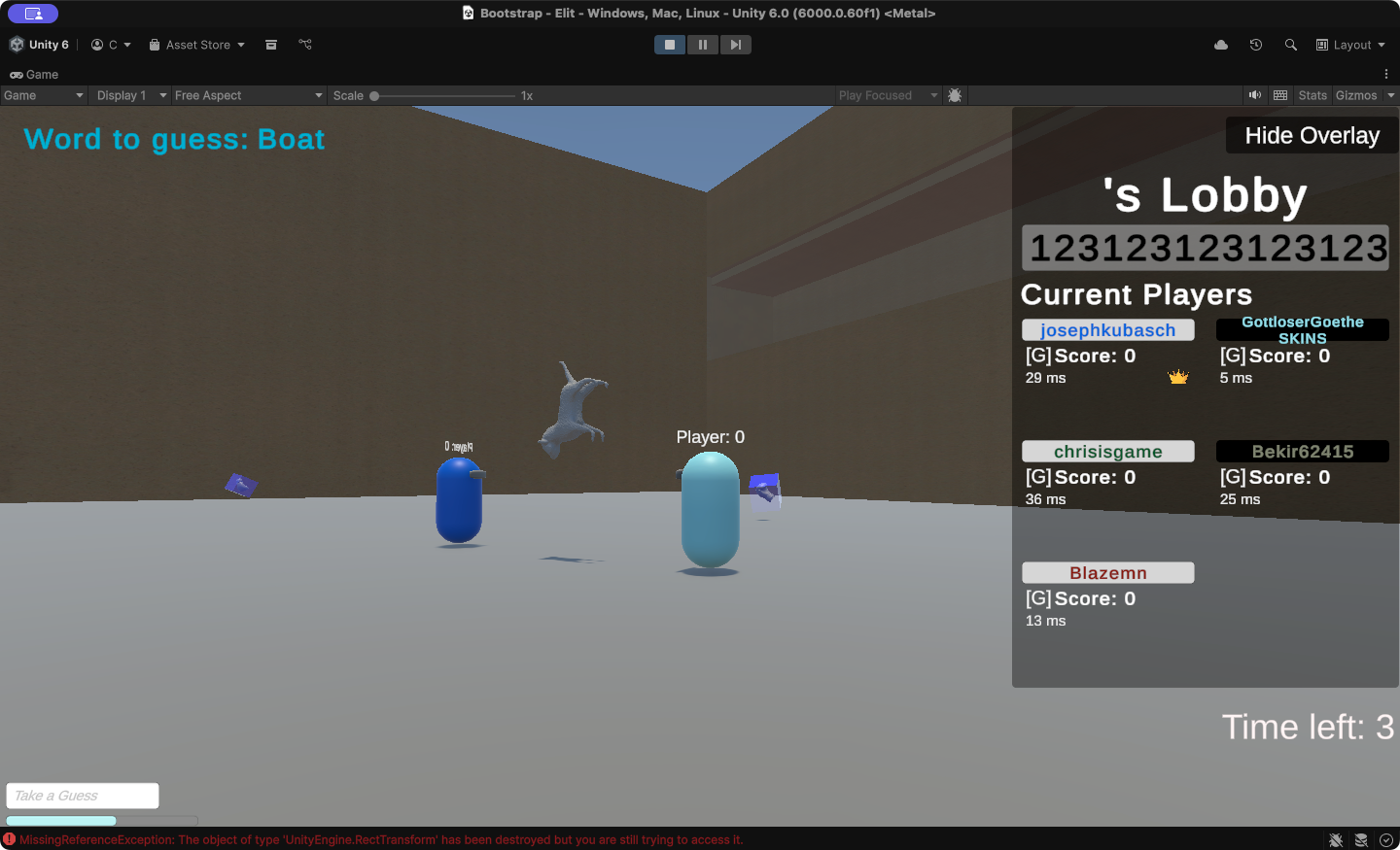 Guesser view inside the arena.