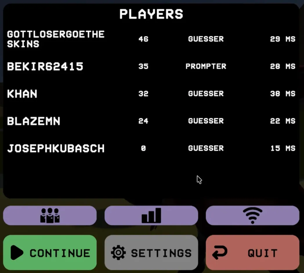 Round and match statistics screen.